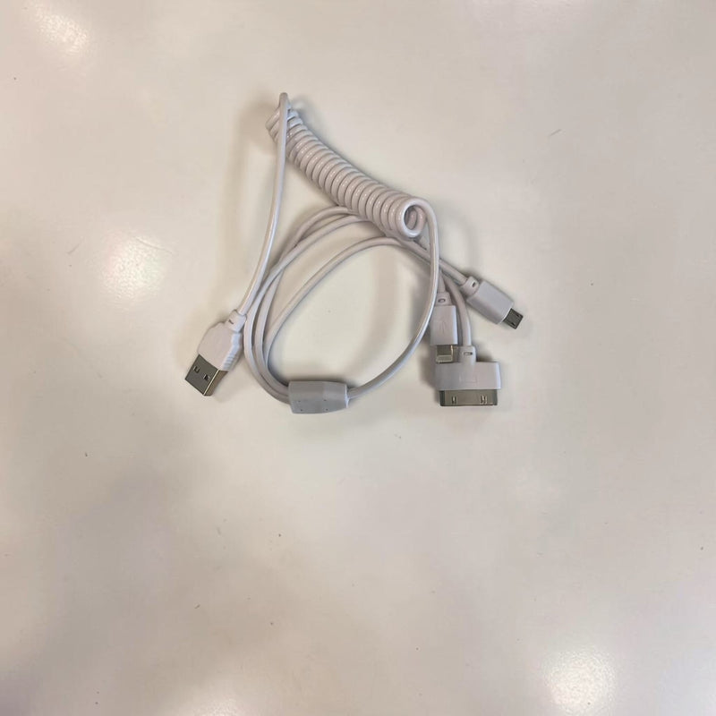 BeeSpeed 3'ü 1 Arada Spiral Şarj Kablosu 1m | Apple 30 Pin + Lightning + Micro USB Yaylı Kablo