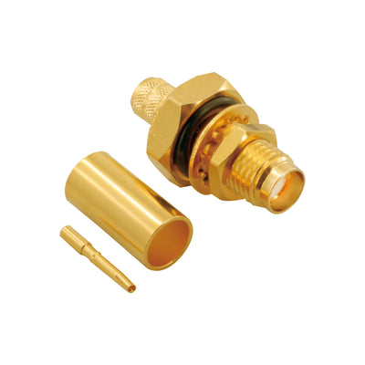 BeeSpeed SMA Dişi Şase Somunlu Konnektör - RG58 - Gold | 50 Ohm RF Konnektör