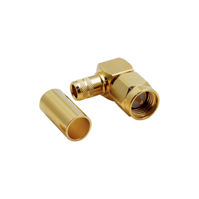 BeeSpeed SMA Erkek R/A Sıkmalı Konnektör - RG58 | 50 Ohm RF Konnektör