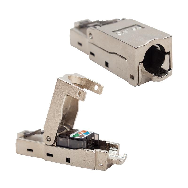 BeeSpeed Cat6A/Cat7 Metal Toolless RJ45 Konnektör | Alet Gerektirmeyen Pensesiz Zırhlı FTP Plug