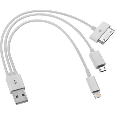 BeeSpeed 3'ü 1 Arada Şarj Kablosu 20cm | Apple 30 Pin + Lightning + Micro USB Kısa Kablo