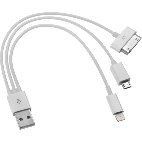 BeeSpeed 3'ü 1 Arada Şarj Kablosu 20cm | Apple 30 Pin + Lightning + Micro USB Kısa Kablo