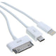 BeeSpeed 3'ü 1 Arada Şarj Kablosu 20cm | Apple 30 Pin + Lightning + Micro USB Kısa Kablo