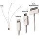 BeeSpeed 3'ü 1 Arada Şarj Kablosu 20cm | Apple 30 Pin + Lightning + Micro USB Kısa Kablo