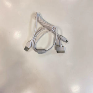 BeeSpeed 3'ü 1 Arada Spiral Şarj Kablosu 1m | Apple 30 Pin + Lightning + Micro USB Yaylı Kablo — USB Kablo