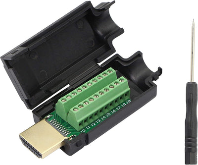 BeeSpeed HDMI Breakout Konnektörü 20 Pin Lehimsiz Terminal | Altın Kaplama Erkek HDMI Adaptör DIY