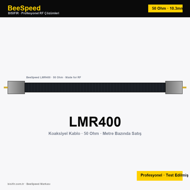 BeeSpeed LMR400 Profesyonel Koaksiyel Kablo | 50 Ohm 10.3mm Baz İstasyonu Anten Hattı (Metre)