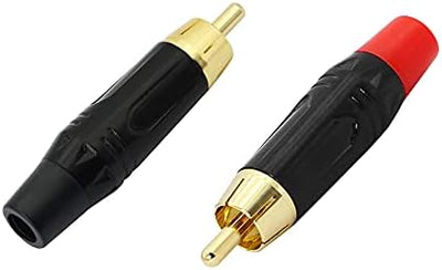 BeeSpeed RCA Erkek Lehim Tipi Konnektör Set | Kırmızı + Siyah 2 Adet · DIY Ses Video Altın Pinli