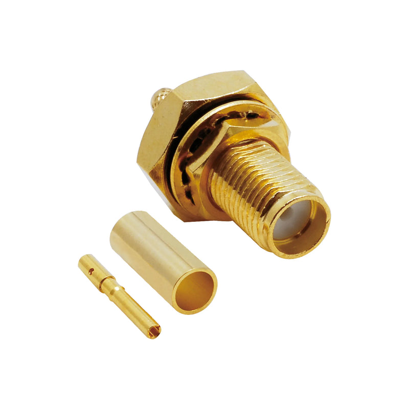 BeeSpeed SMA Dişi Şase Somunlu Konnektör - RG174 - RG316 - Gold Plated | 50 Ohm RF Konnektör