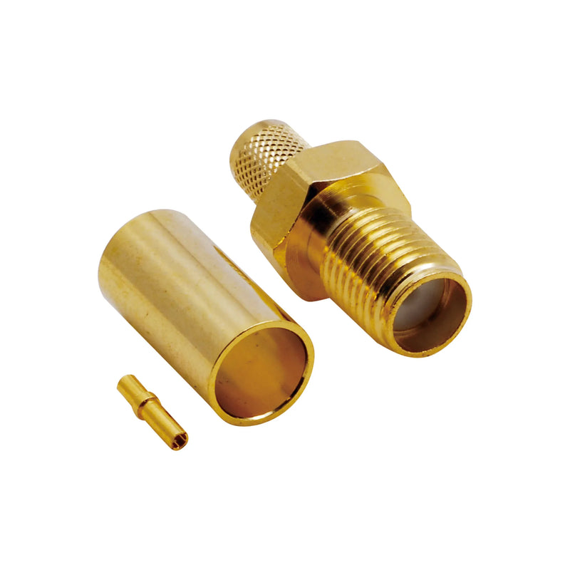 BeeSpeed SMA Dişi Sıkmalı Gold Konnektör - RG58 | 50 Ohm RF Konnektör
